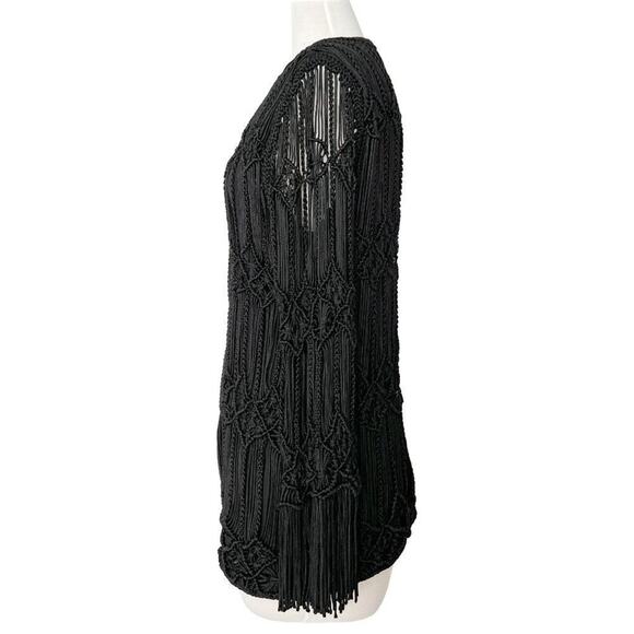 Vintage Giorgio Armani Macramé Crochet Fringe Jacket – Boho Luxe Statement Piece - Picture 4 of 8